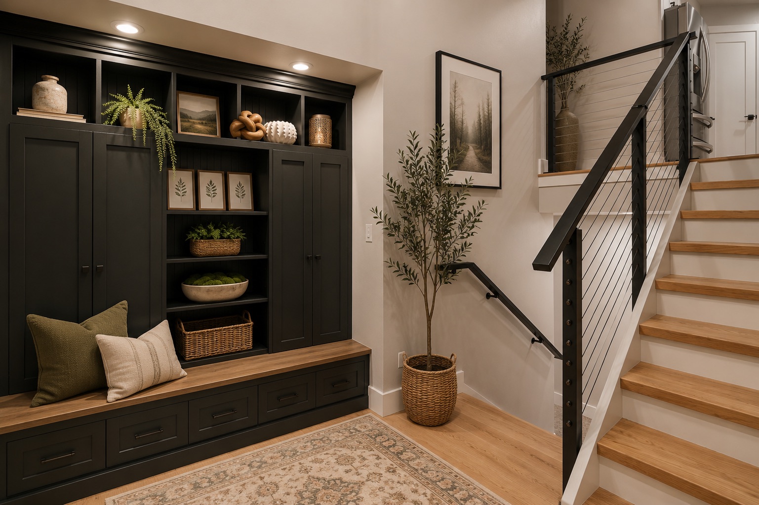 Entryway with built-in storage bench